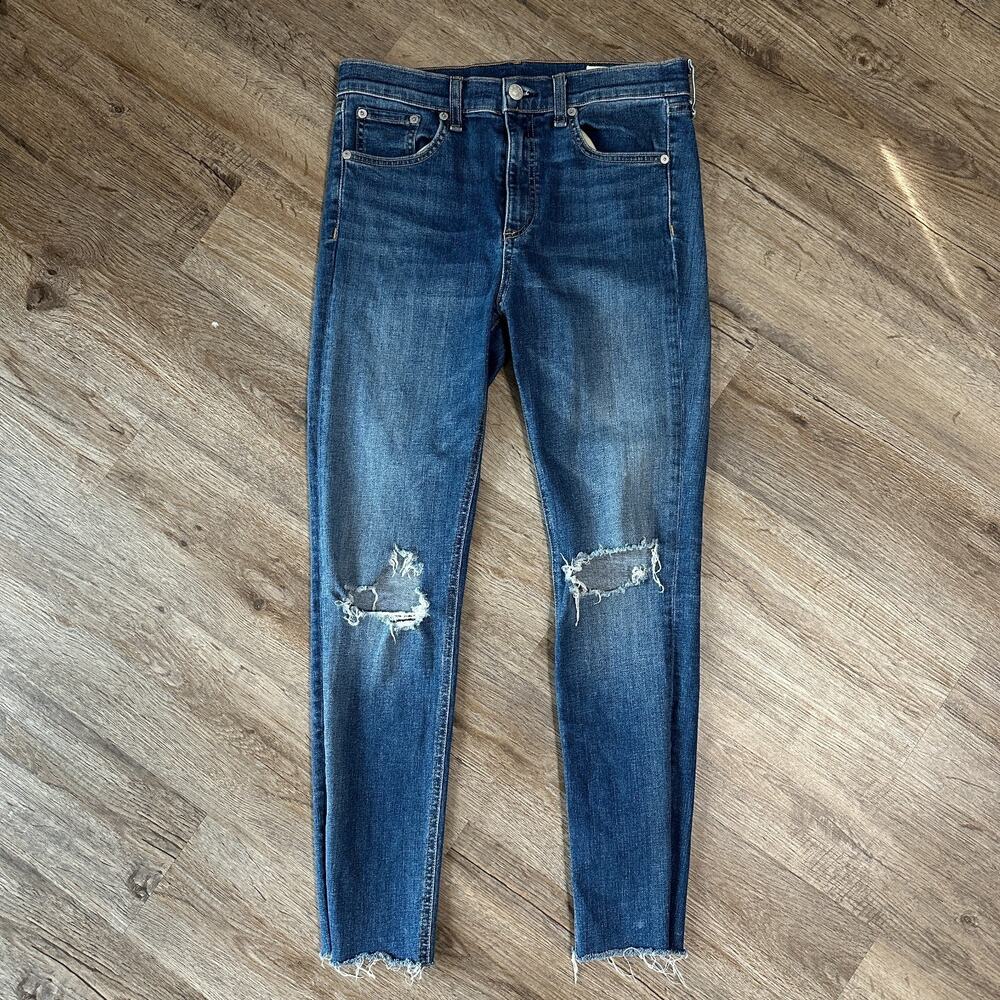 Rag & Bone High Rise Skinny Jeans Womens Size 29 Distressed Medium Wash